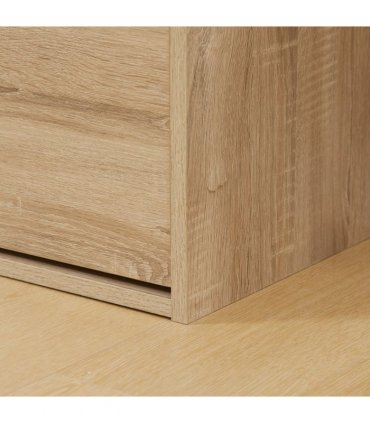 Shoe Bench Natural Wood Finish 60cm x 30cm x 50cm Entryway Cushion Storage