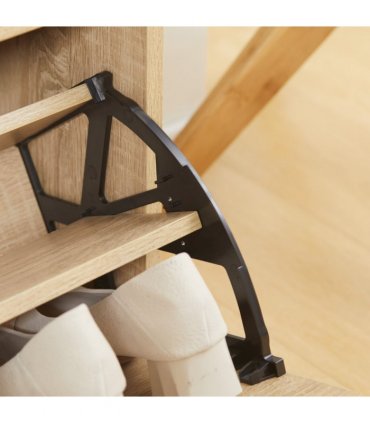 Shoe Bench Natural Wood Finish 60cm x 30cm x 50cm Entryway Cushion Storage