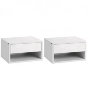 HOMCOM Floating Bedside Table Set of 2 Wall Mounted Nightstand W/ Drawer White