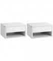HOMCOM Floating Bedside Table Set of 2 Wall Mounted Nightstand W/ Drawer White