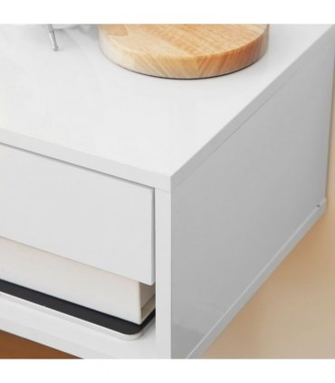 HOMCOM Floating Bedside Table Set of 2 Wall Mounted Nightstand W/ Drawer White