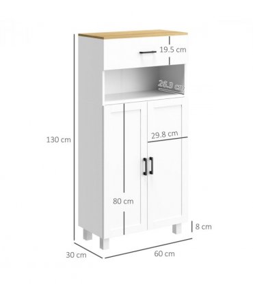 HOMCOM Kitchen Cupboard Storage Cabinet with Drawer, Countertop, White