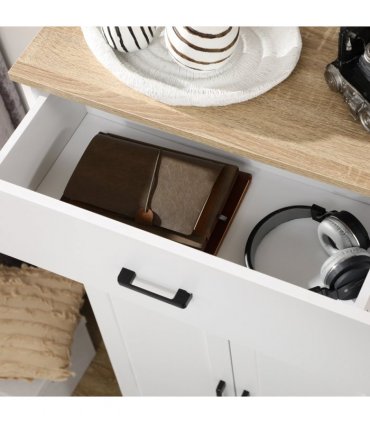 HOMCOM Kitchen Cupboard Storage Cabinet with Drawer, Countertop, White
