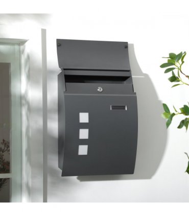 HOMCOM Weatherproof Wall Mounted Letter Box Post Box w/ Key Viewing Windows