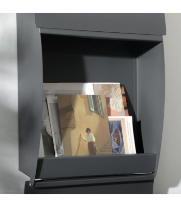 HOMCOM Weatherproof Wall Mounted Letter Box Post Box w/ Key Viewing Windows