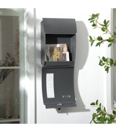 HOMCOM Weatherproof Wall Mounted Letter Box Post Box w/ Key Viewing Windows