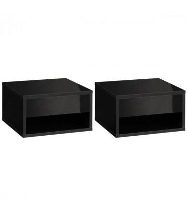 HOMCOM Floating Bedside Table Set of 2 Wall Mounted Nightstand W/ Drawer Black