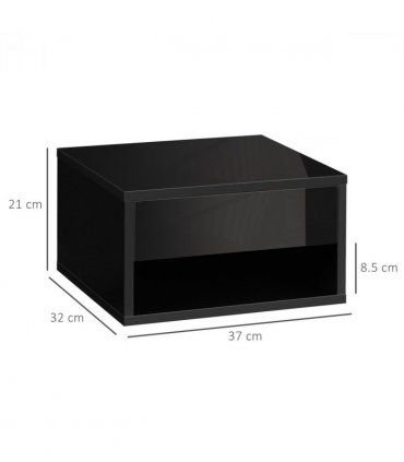 HOMCOM Floating Bedside Table Set of 2 Wall Mounted Nightstand W/ Drawer Black