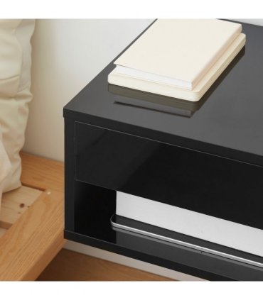 HOMCOM Floating Bedside Table Set of 2 Wall Mounted Nightstand W/ Drawer Black