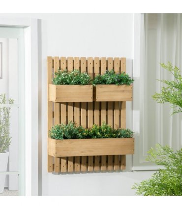 Outsunny Wooden Garden Planters with Trellis Wall-mounted Raised Garden Bed