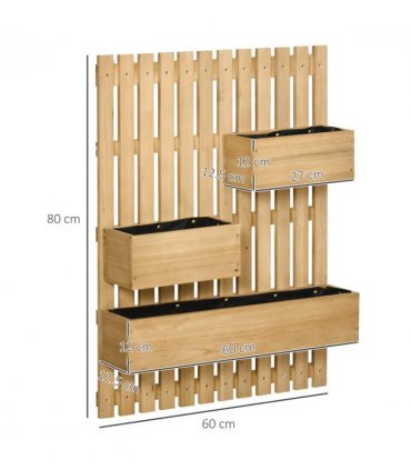 Outsunny Wooden Garden Planters with Trellis Wall-mounted Raised Garden Bed