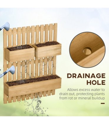 Outsunny Wooden Garden Planters with Trellis Wall-mounted Raised Garden Bed