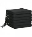 Chair Cushions Black 42L x 42W x 5Tcm Set of 6 Thick Padded Removable Washable