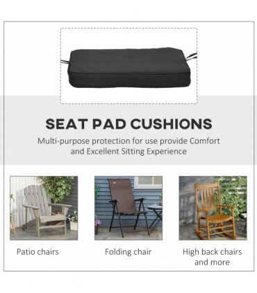 Chair Cushions Black 42L x 42W x 5Tcm Set of 6 Thick Padded Removable Washable