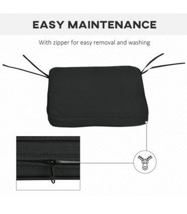 Chair Cushions Black 42L x 42W x 5Tcm Set of 6 Thick Padded Removable Washable