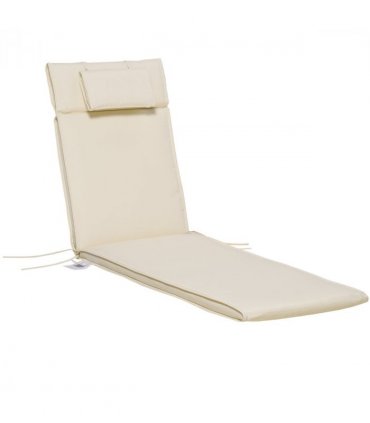 Polyester Cream Outdoor Lounge Chair Cushion Head Pillow Double Construction