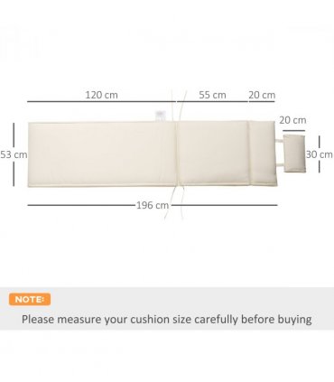 Polyester Cream Outdoor Lounge Chair Cushion Head Pillow Double Construction