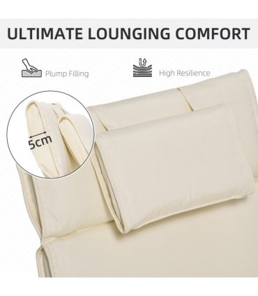 Polyester Cream Outdoor Lounge Chair Cushion Head Pillow Double Construction