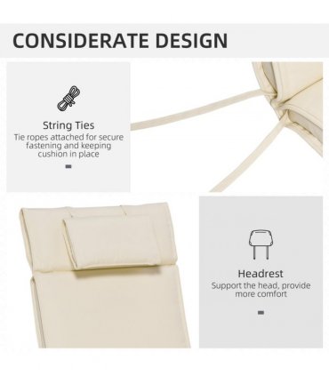 Polyester Cream Outdoor Lounge Chair Cushion Head Pillow Double Construction