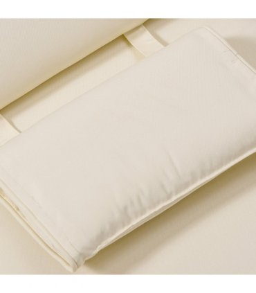 Polyester Cream Outdoor Lounge Chair Cushion Head Pillow Double Construction
