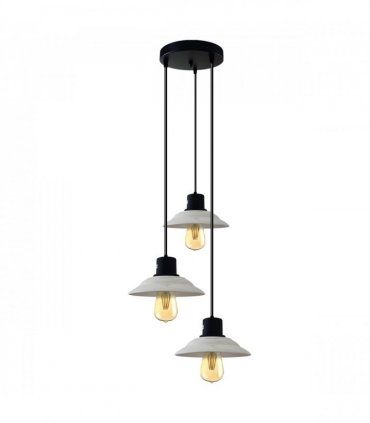 3 Head Vintage Ceramic Retro Industrial E27 Ceiling Hanging Light Shade Loft Style Round Ceiling base Black and White