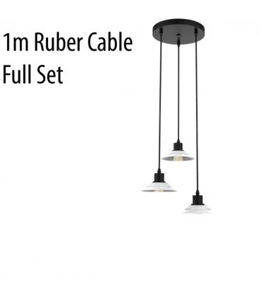 3 Head Vintage Ceramic Retro Industrial E27 Ceiling Hanging Light Shade Loft Style Round Ceiling base Black and White