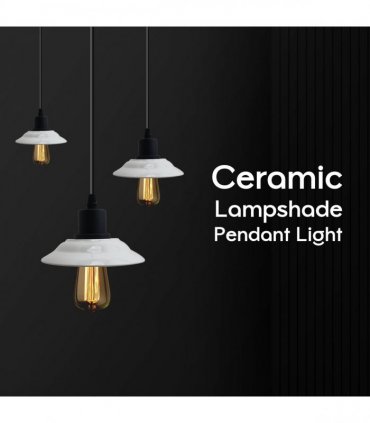 3 Head Vintage Ceramic Retro Industrial E27 Ceiling Hanging Light Shade Loft Style Round Ceiling base Black and White