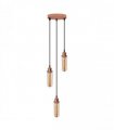 Ceiling E27 Pendant Light 3 Head Round Base Rose Gold Wire Cage PVC Black 95cm