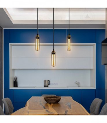 3 Head Rectangular Ceiling E27 Pendant Light with Wire Cage - Industrial Vintage Hanging Lamp