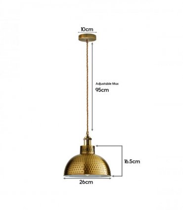 Ceiling Pendant Light Yellow Metal Shade 26cm Vintage Industrial Hanging Lamp