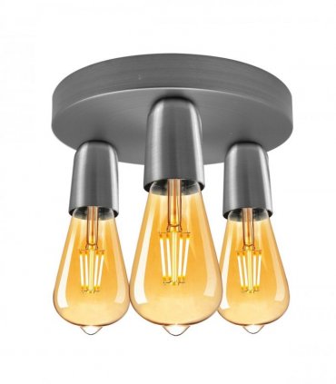 Satin Nickel Vintage Ceiling Light 3 Way Ceiling E27 Lamp Base Semi Flush Ceiling Lamp