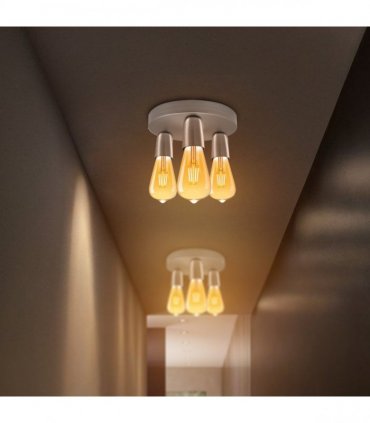 Satin Nickel Vintage Ceiling Light 3 Way Ceiling E27 Lamp Base Semi Flush Ceiling Lamp