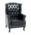 Chesterfield-style Wing Back Armchair Tufted Accent Chair Black