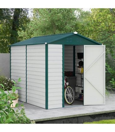 Metal Garden Shed White 193W x 271D x 208H cm 9'x6' Galvanized Tool Storage Shed
