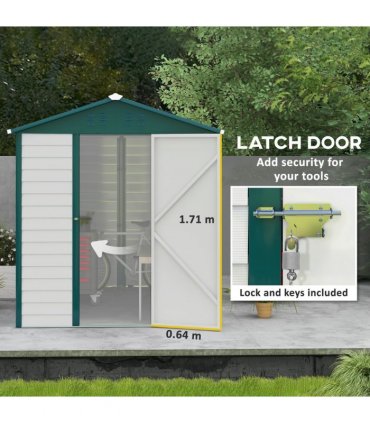 Metal Garden Shed White 193W x 271D x 208H cm 9'x6' Galvanized Tool Storage Shed