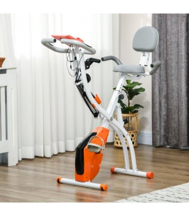 2-In-1 Upright Exercise Bike 8-Level Adjustable with Pulse Sensor Orange