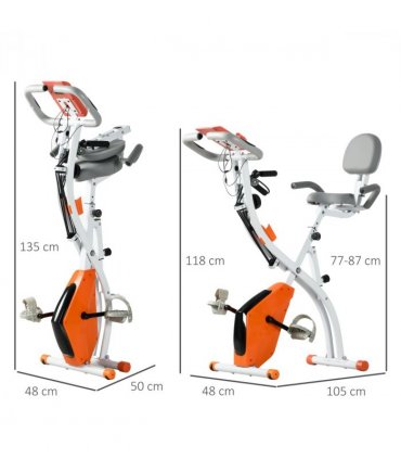 2-In-1 Upright Exercise Bike 8-Level Adjustable with Pulse Sensor Orange
