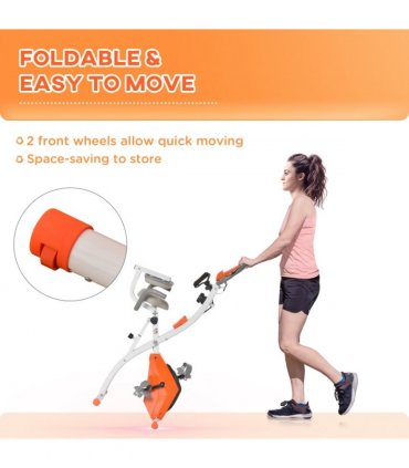 2-In-1 Upright Exercise Bike 8-Level Adjustable with Pulse Sensor Orange
