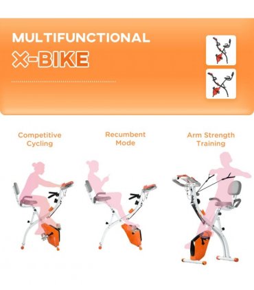 2-In-1 Upright Exercise Bike 8-Level Adjustable with Pulse Sensor Orange