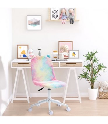 Office Chair Vinsetto Fluffy Unicorn Rainbow 98cm x 41cm x 55cm Cute Desk Chair