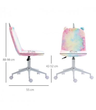 Office Chair Vinsetto Fluffy Unicorn Rainbow 98cm x 41cm x 55cm Cute Desk Chair