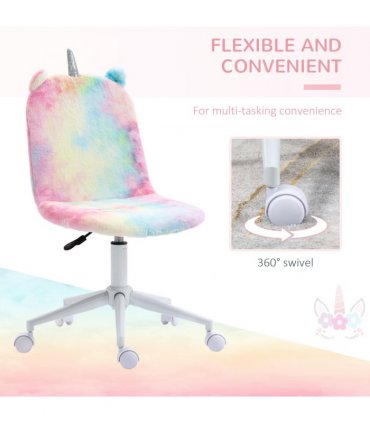 Office Chair Vinsetto Fluffy Unicorn Rainbow 98cm x 41cm x 55cm Cute Desk Chair