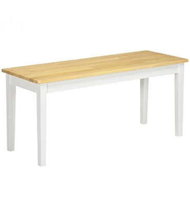 Wooden Bench for 2 People, Natural Wood Effect, 102W x 36D x 45H cm, Pine Wood
