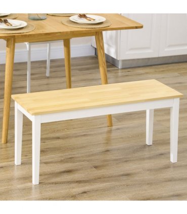 Wooden Bench for 2 People, Natural Wood Effect, 102W x 36D x 45H cm, Pine Wood