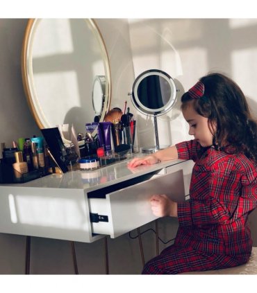Dressing Table Set With LED Mirror & Stool 2 Drawers Makeup Desk