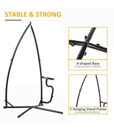 Hammock Chair Stand Only Heavy Duty Metal C-Stand Indoor or Outdoor