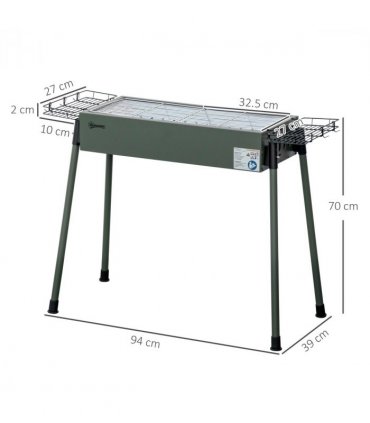 Portable Charcoal Barbecue Grill with Seasoning Baskets and Hooks