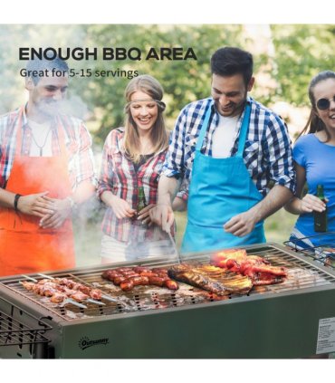 Portable Charcoal Barbecue Grill with Seasoning Baskets and Hooks