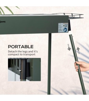 Portable Charcoal Barbecue Grill with Seasoning Baskets and Hooks