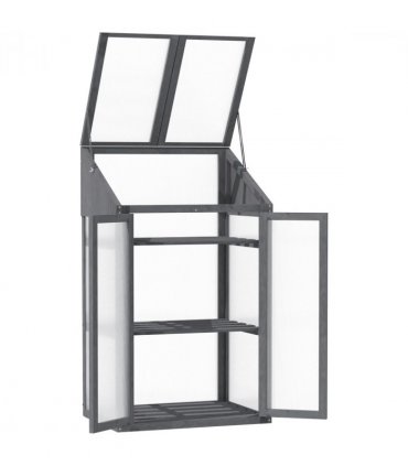 Wooden Greenhouse Cold Frame Grow House w/ Double Door for Flower Grey